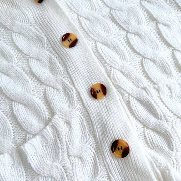 Pretty Garden Women Cable Knit Sweater Bohemian Comfy Soft & Warm White Large - Picture 4 of 4